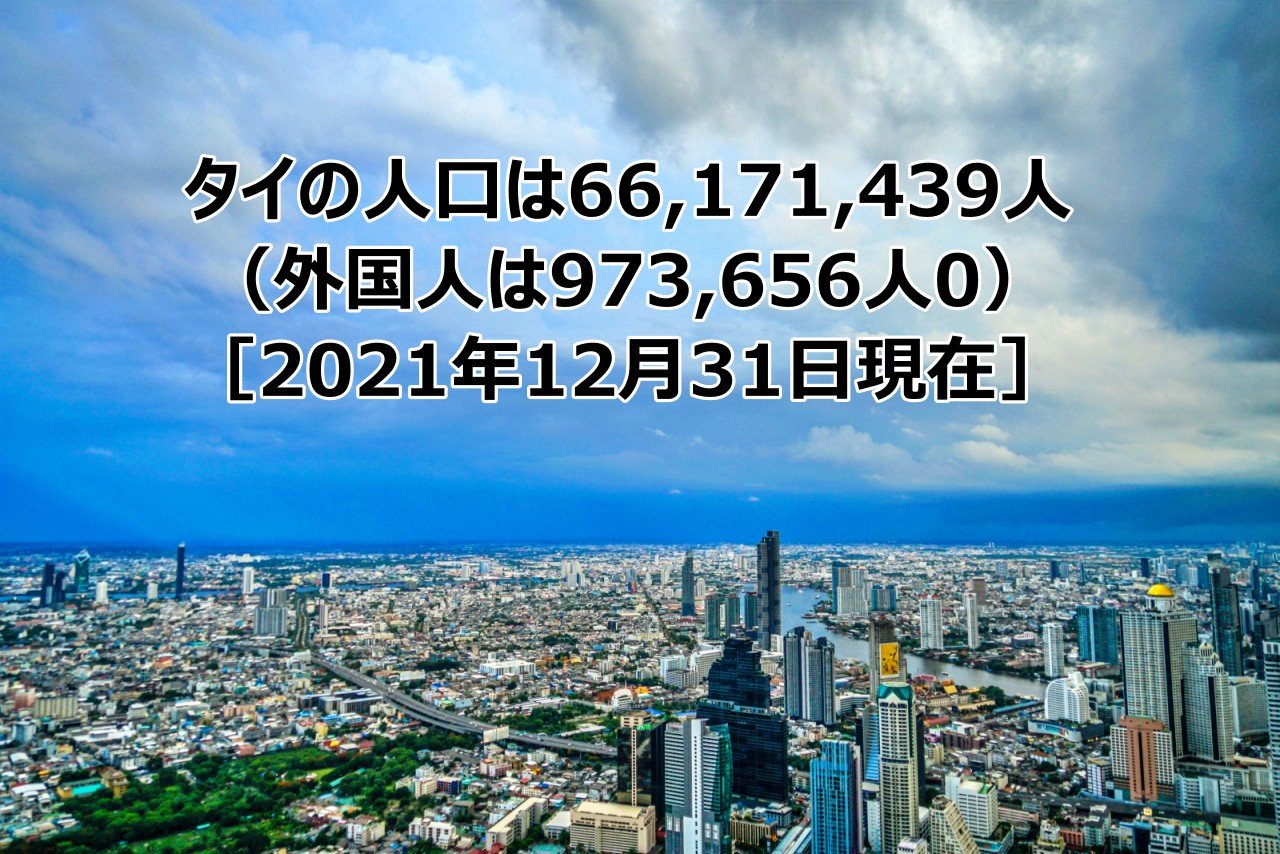 2021年12月31日現在、タイの人口は66,171,439人です。
