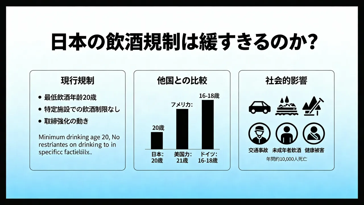 タイの飲酒規制は厳しいという人がいますが、国際的に見ても日本が緩すぎるだけという意見は正しいのか？